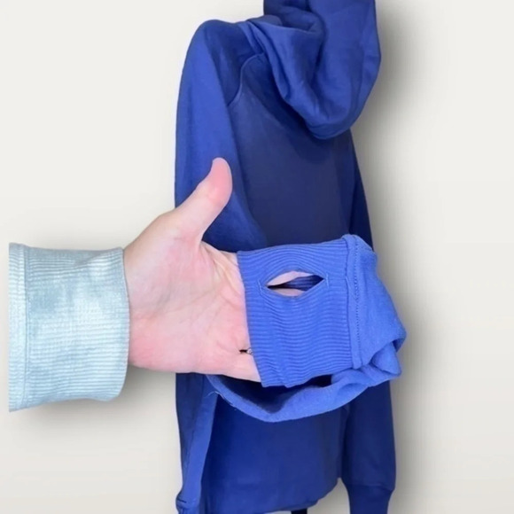 NWT ~ MEMBERS MARK RIBBED HALF ZIP HOODIE ~ THUMB HOLES IN WRIST ~  WOMEN PURPLE - Picture 6 of 6